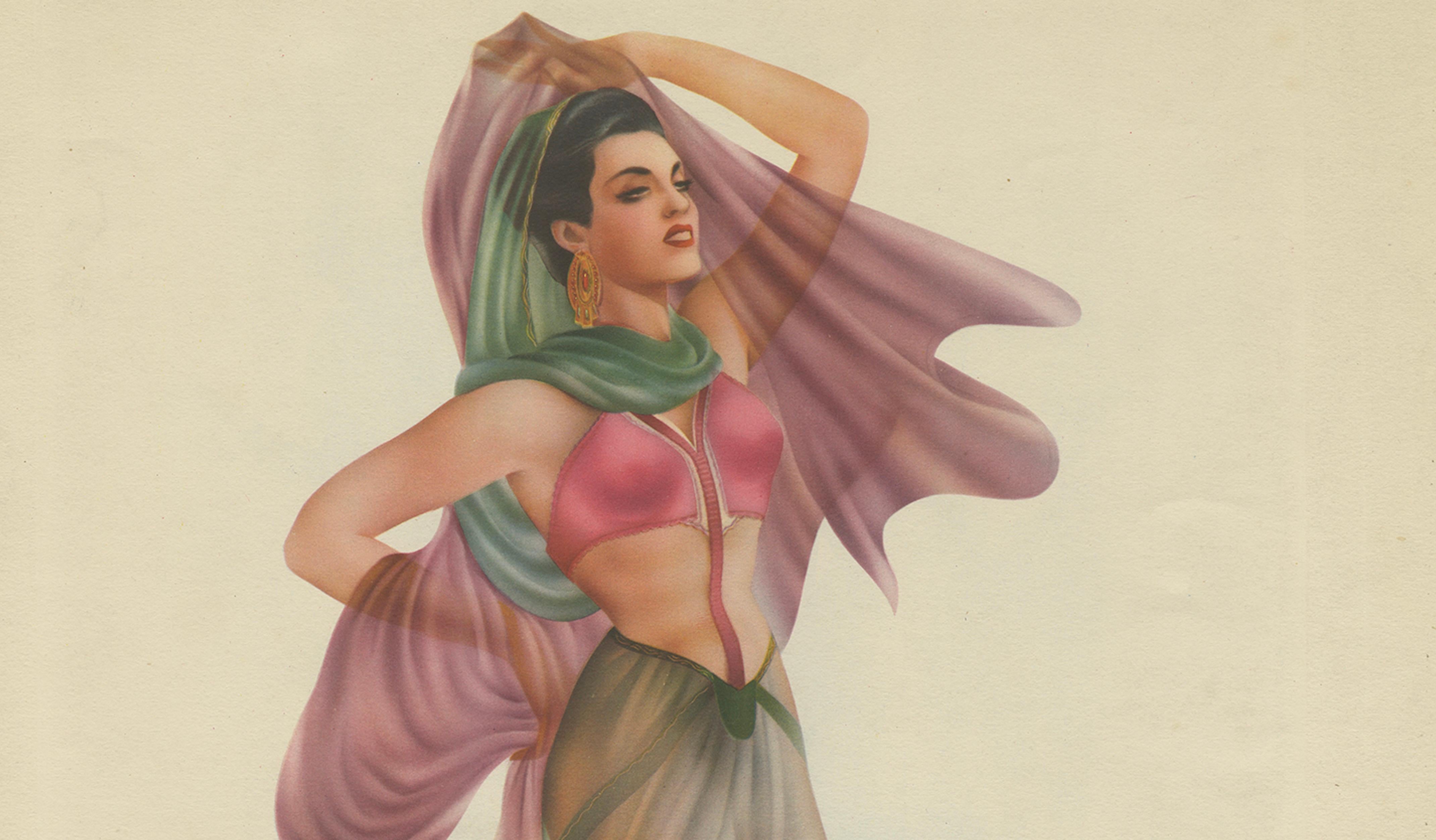 Vintage 1950s Pin-Up Lithographs, Glamour Girls Triptych by A Lopez Alonso