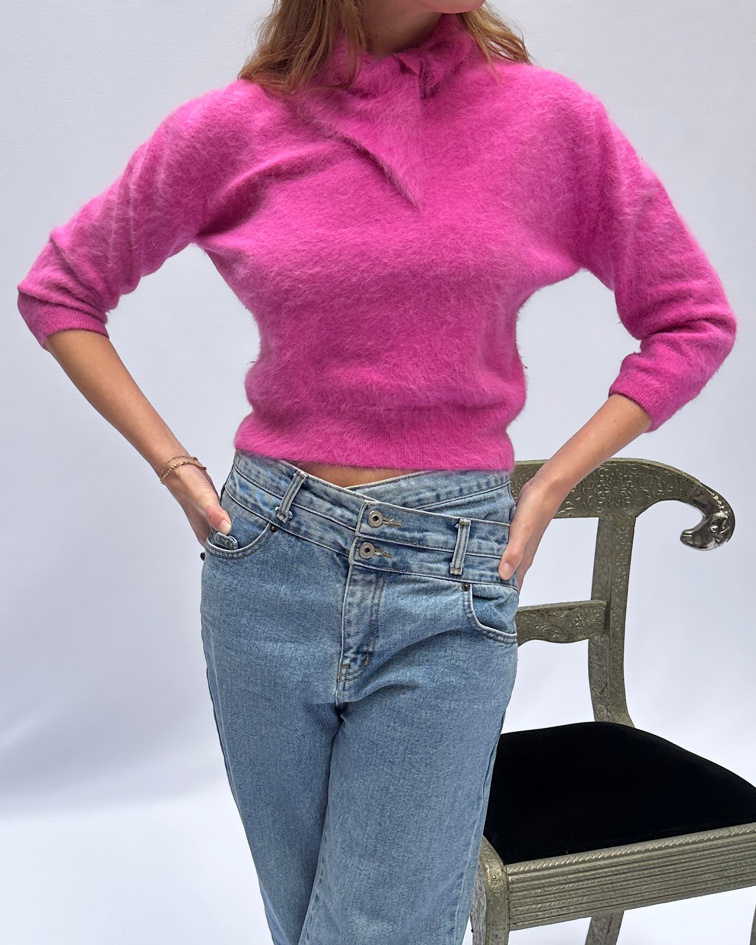Vintage 1950s Pink Angora Sweater 2