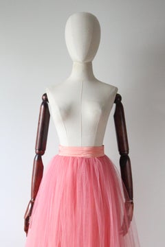 Vintage 1950's pink layered tulle skirt 1950's petticoat skirt UK 4-6 US 0-2