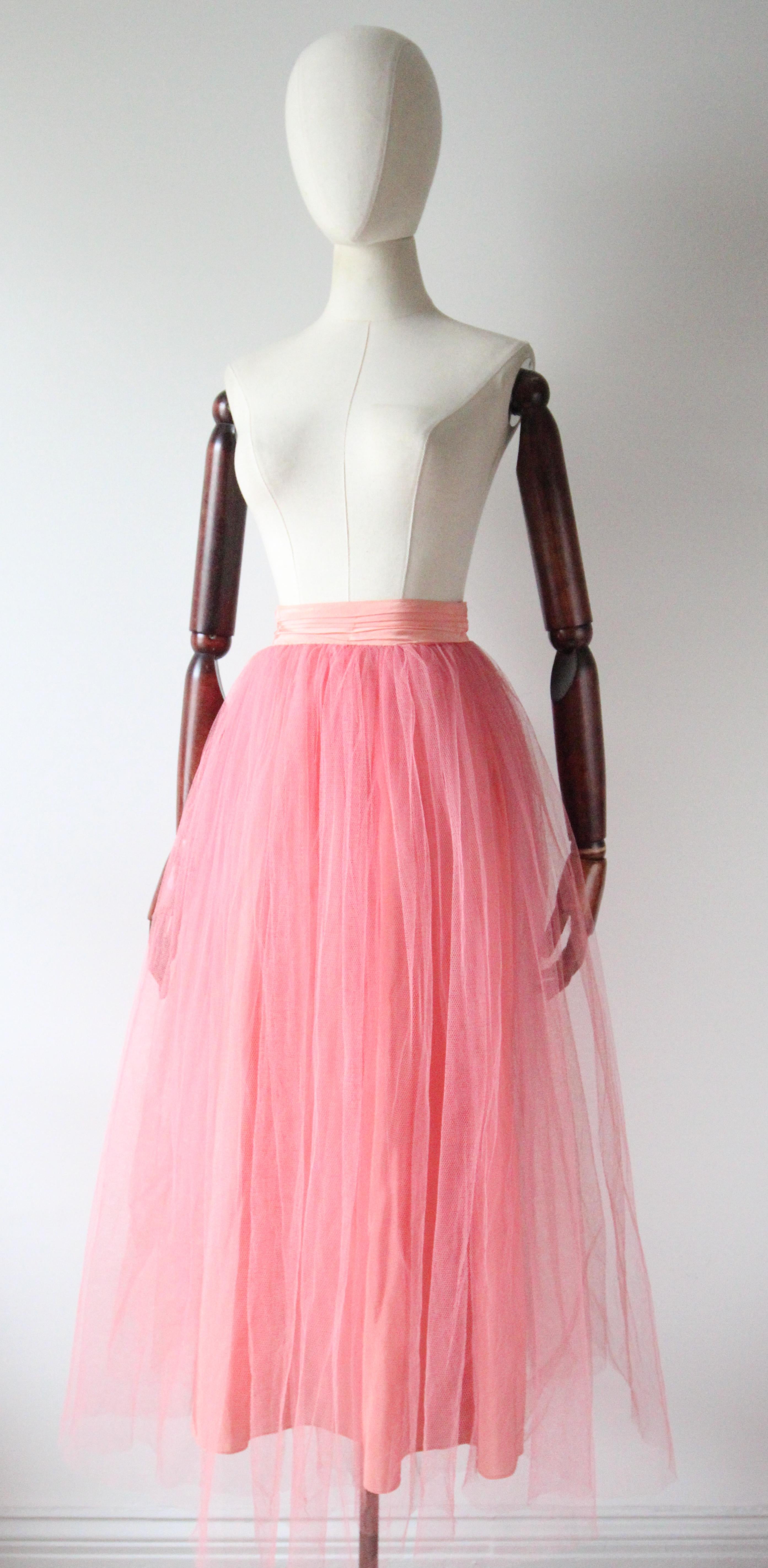 Women's Vintage 1950's pink layered tulle skirt 1950's petticoat skirt UK 4-6 US 0-2