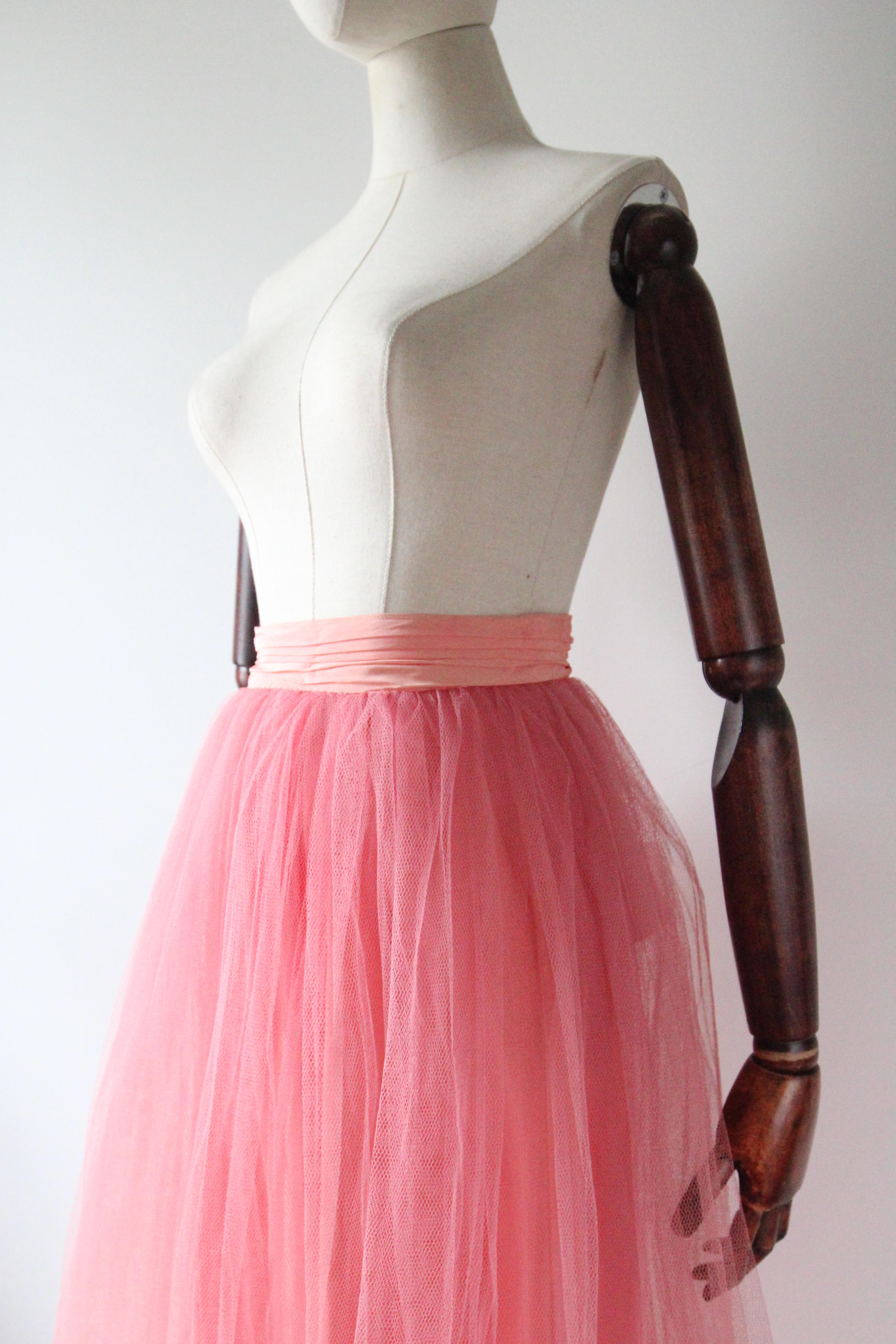 Vintage 1950's pink layered tulle skirt 1950's petticoat skirt UK 4-6 US 0-2 1