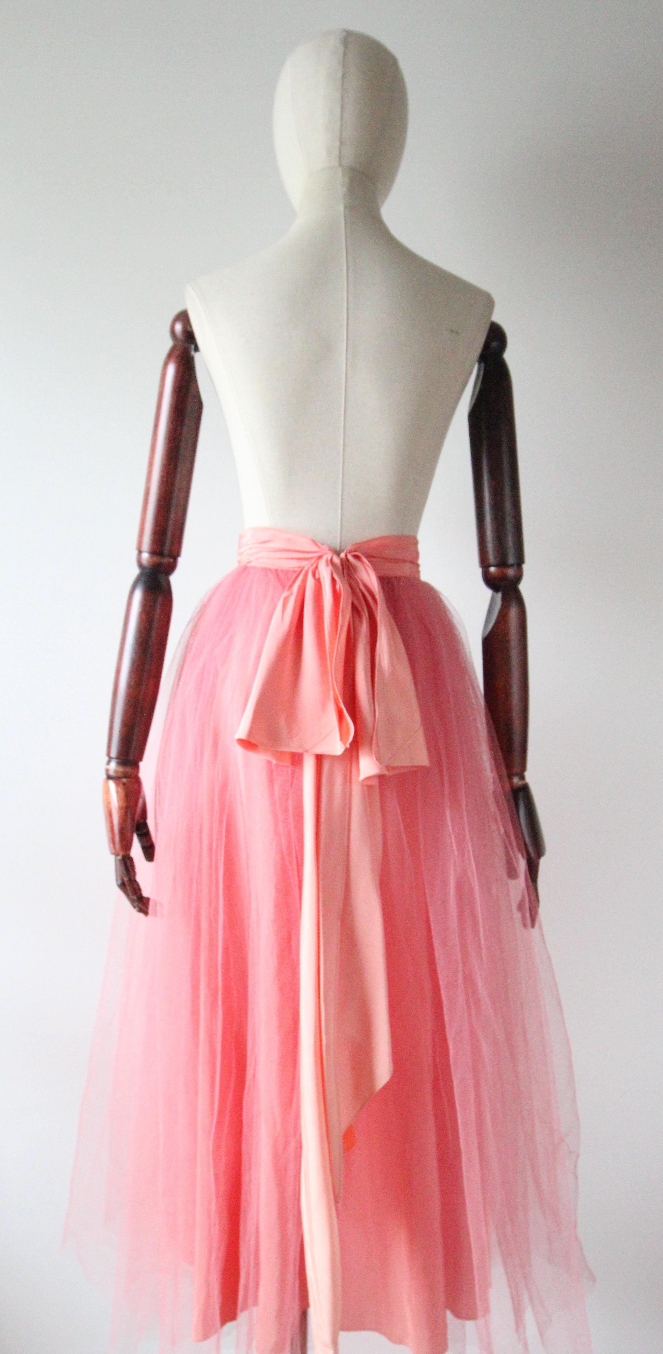 Vintage 1950's pink layered tulle skirt 1950's petticoat skirt UK 4-6 US 0-2 2