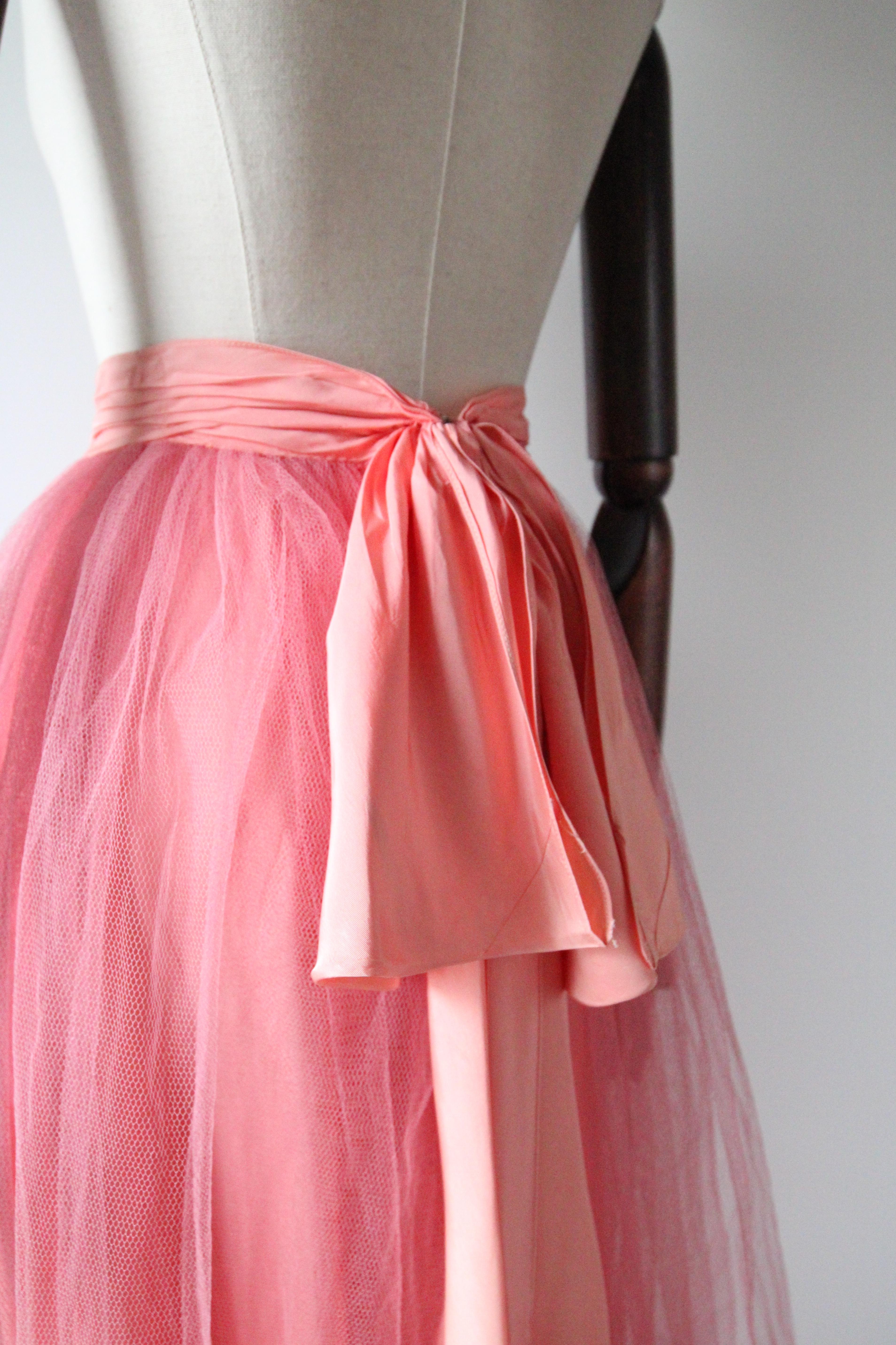 Vintage 1950's pink layered tulle skirt 1950's petticoat skirt UK 4-6 US 0-2 3