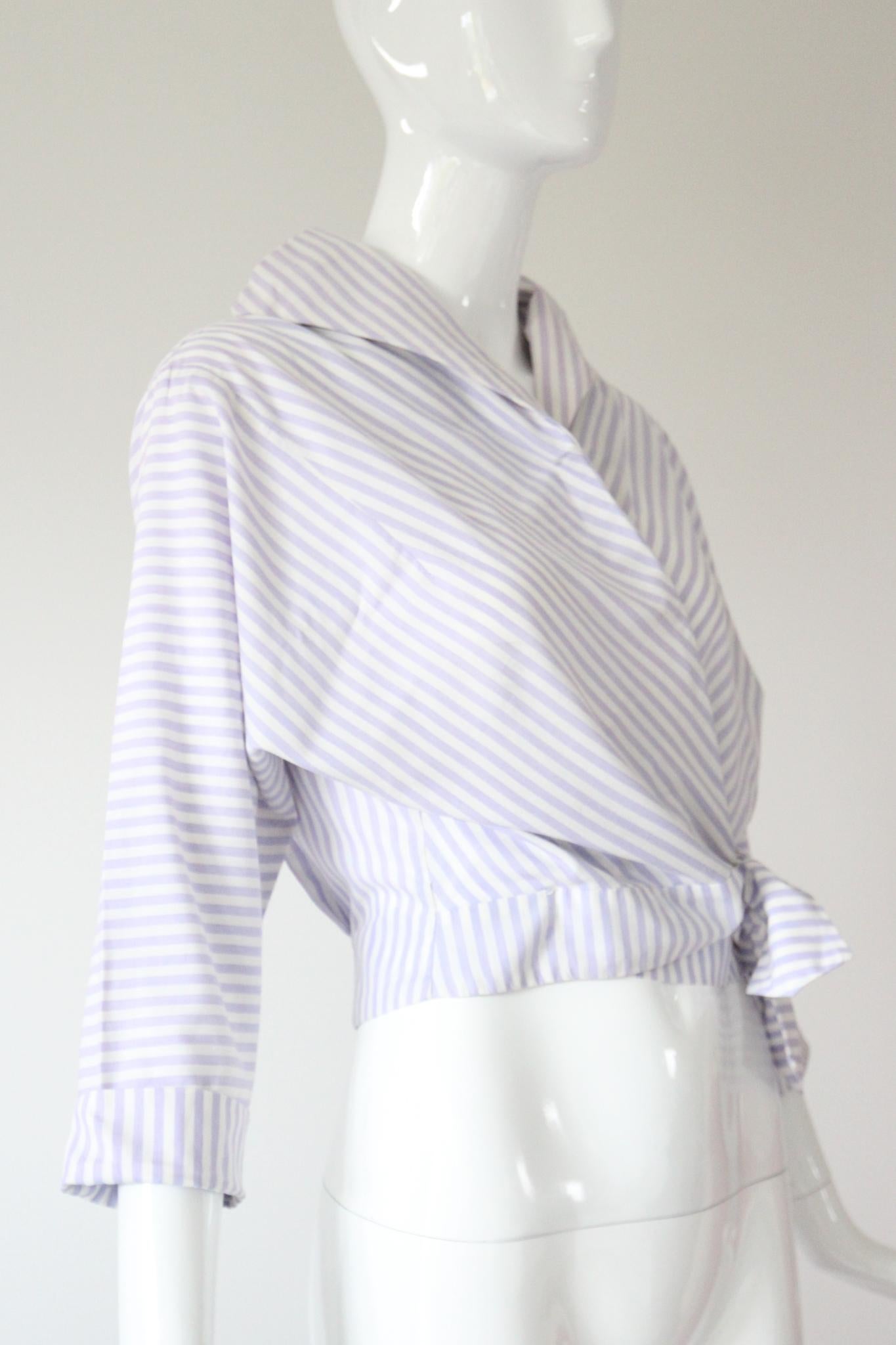 da uomo o donna Camicia gessata vintage anni '50 in cotone lilla a righe UK 10-12 US 6-8 in vendita