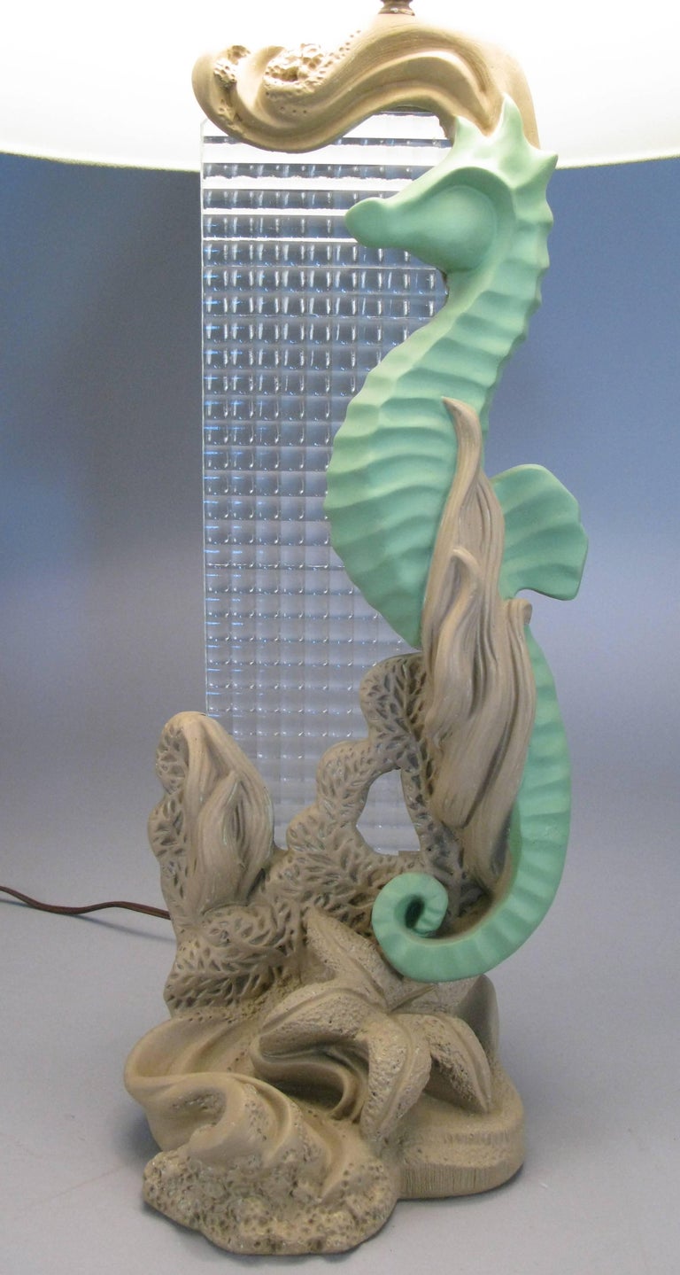 Vintage 1950s Plaster Seahorse and Starfish Lamp at 1stDibs
