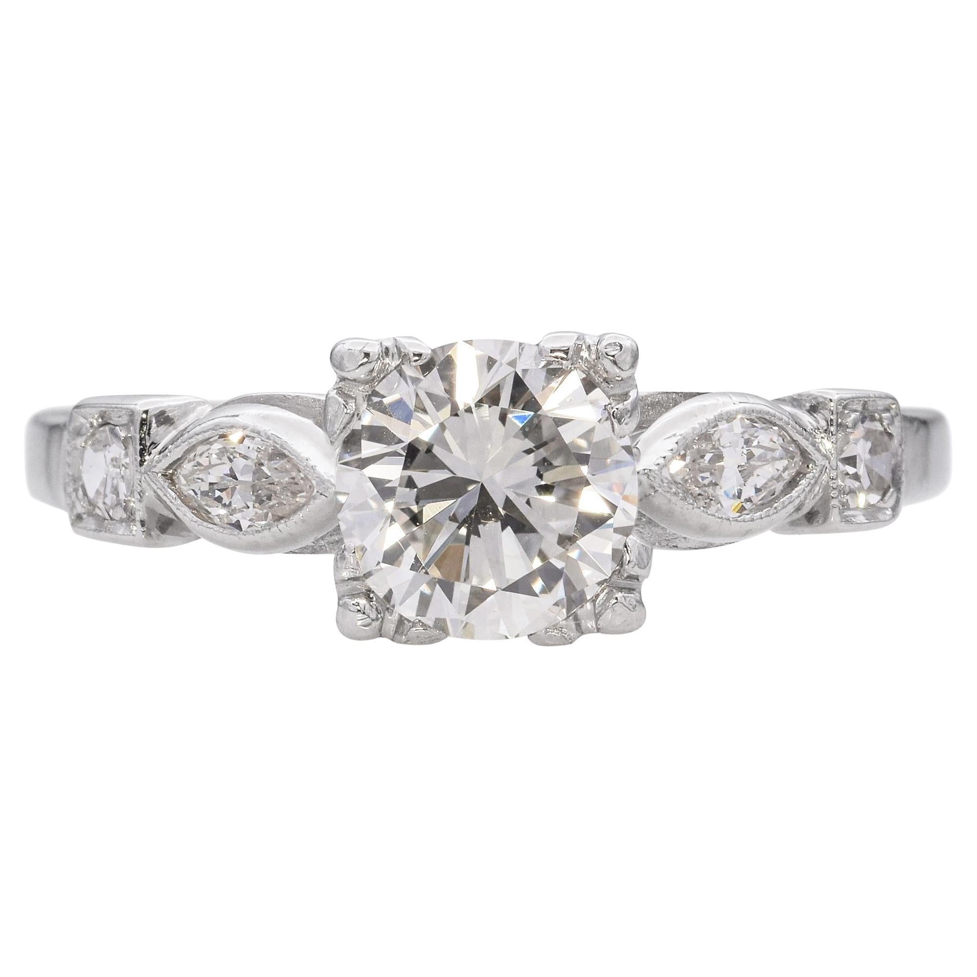 Vintage 1950s Platinum 0.69ct H VS1 Diamond Engagement Ring