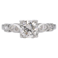 Vintage 1950s Platinum 0.69ct H VS1 Diamond Engagement Ring