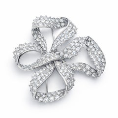 Vintage 1950s Platinum 8.50 Carat Diamond Bow Brooch Pin