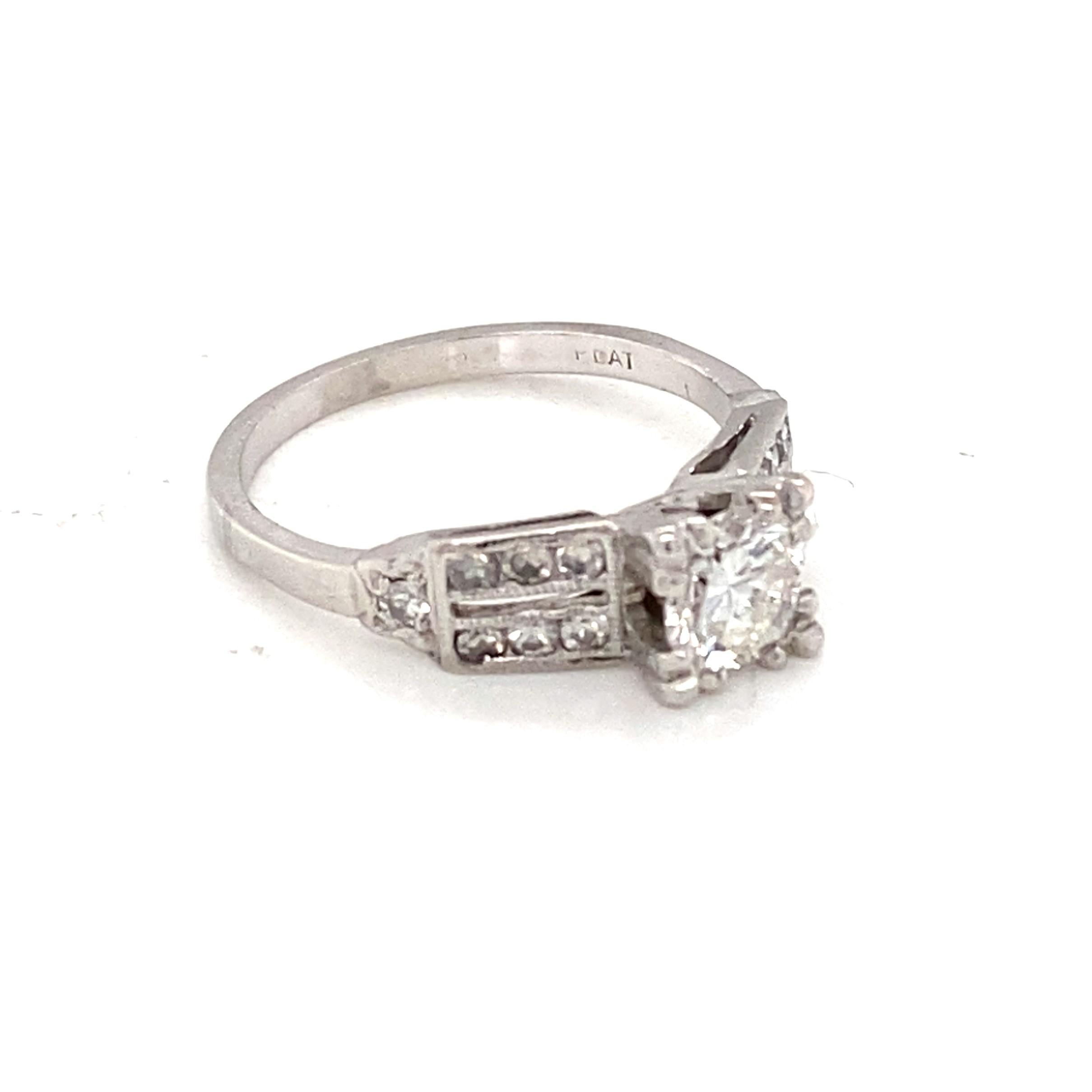 Post-War Vintage 1950s Platinum and Diamond Engagement Ring For Sale