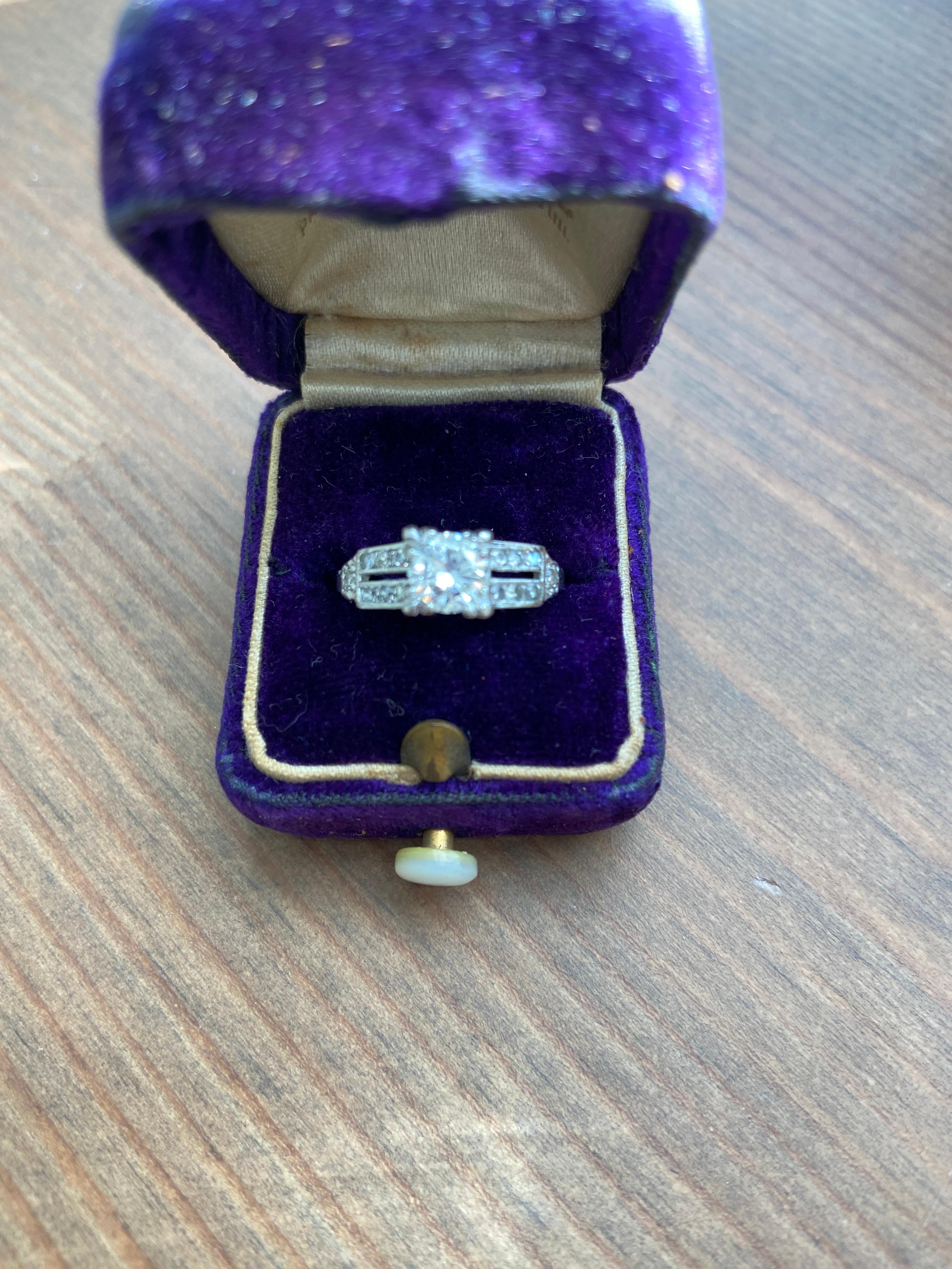 Vintage 1950s Platinum and Diamond Engagement Ring For Sale 2