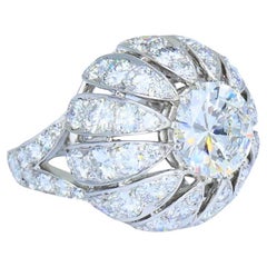 Vintage 1950s Platinum Diamond Bombe Cocktail Ring Circa 1950s Estate Jewelry
