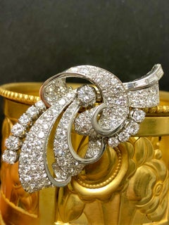 Estate Vintage 1950’s Platinum Large Ornate Diamond Brooch Pin 7.60cttw