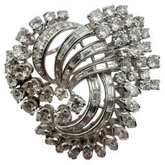 Broche/Pendentif vintage des années 1950 en platine avec diamants