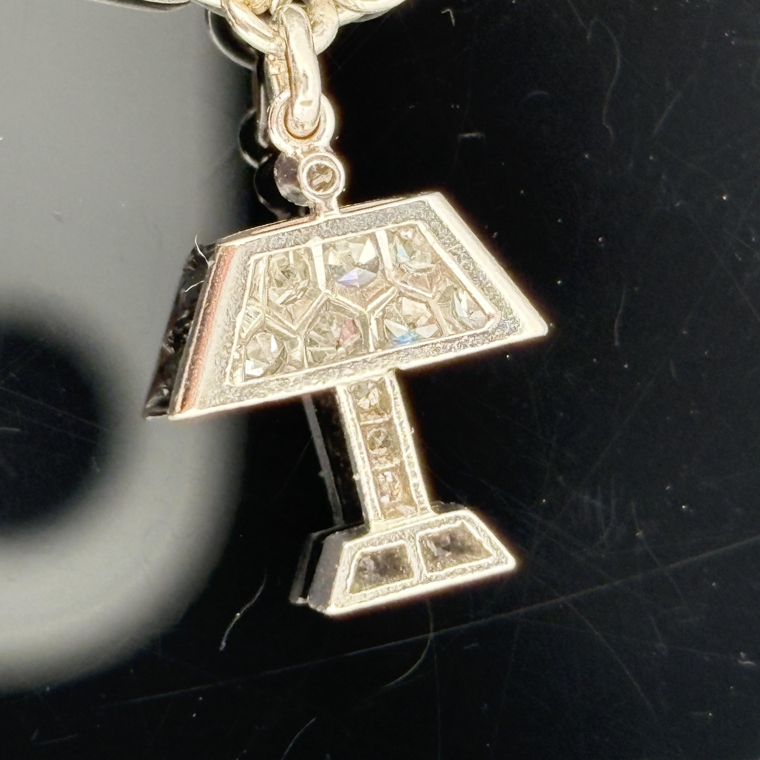 Vintage 1950s Platinum & Diamond Charm Bracelet en vente 9