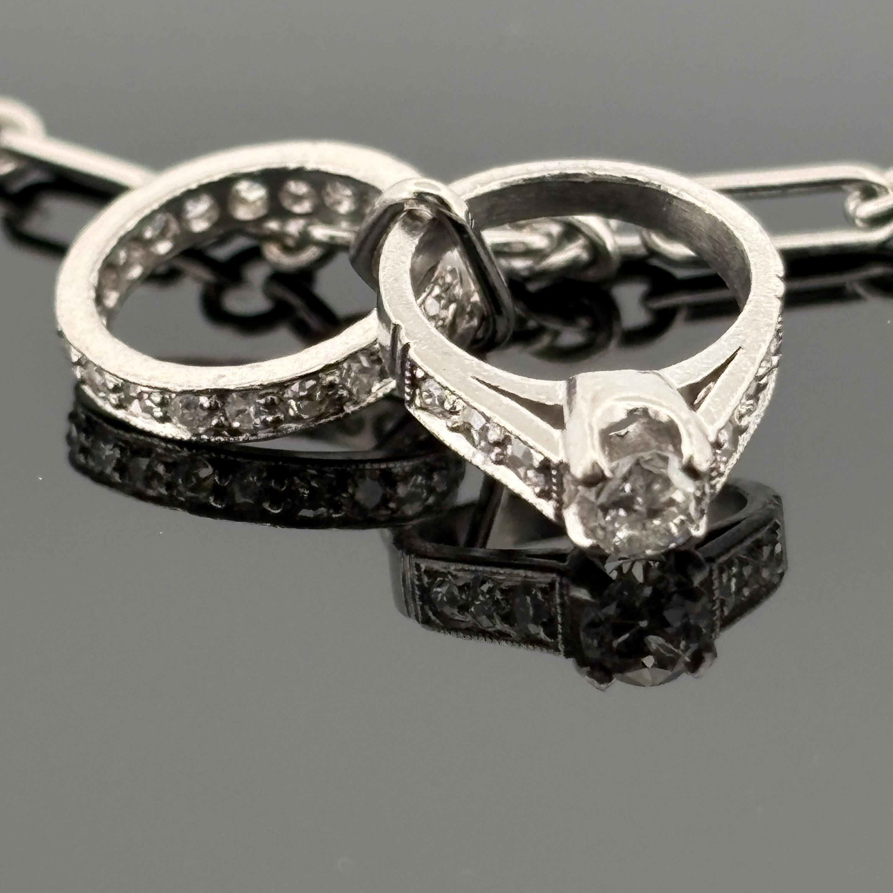 Vintage 1950s Platinum & Diamond Charm Bracelet en vente 2