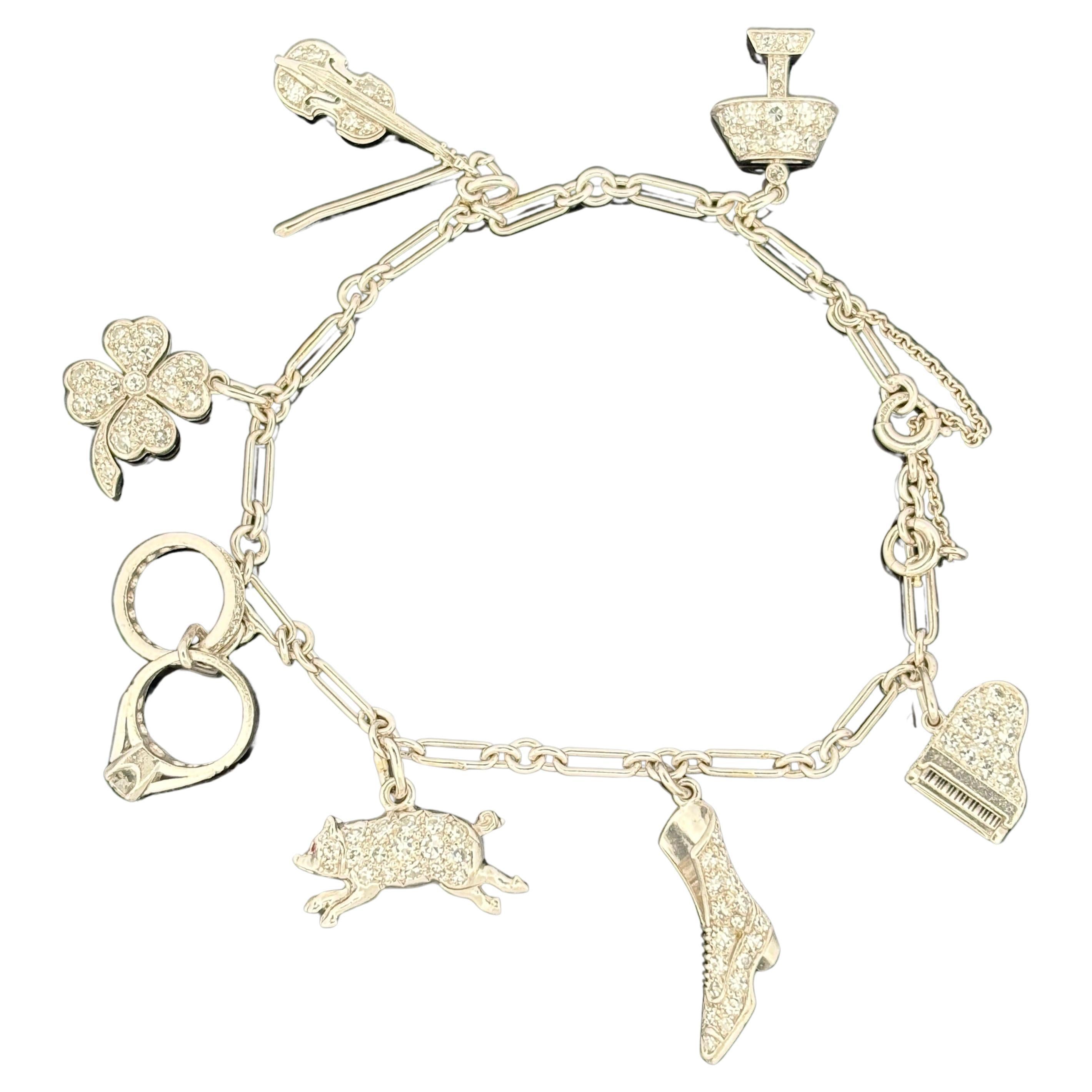 Vintage 1950s Platinum
Diamond Charm Bracelet