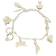 Vintage 1950s Platinum & Diamond Charm Bracelet Vintage 1950s Platinum & Diamond Charm Bracelet