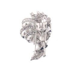 Vintage 1950’s Platinum Diamond Flower Bouquet Pin 9.40ct