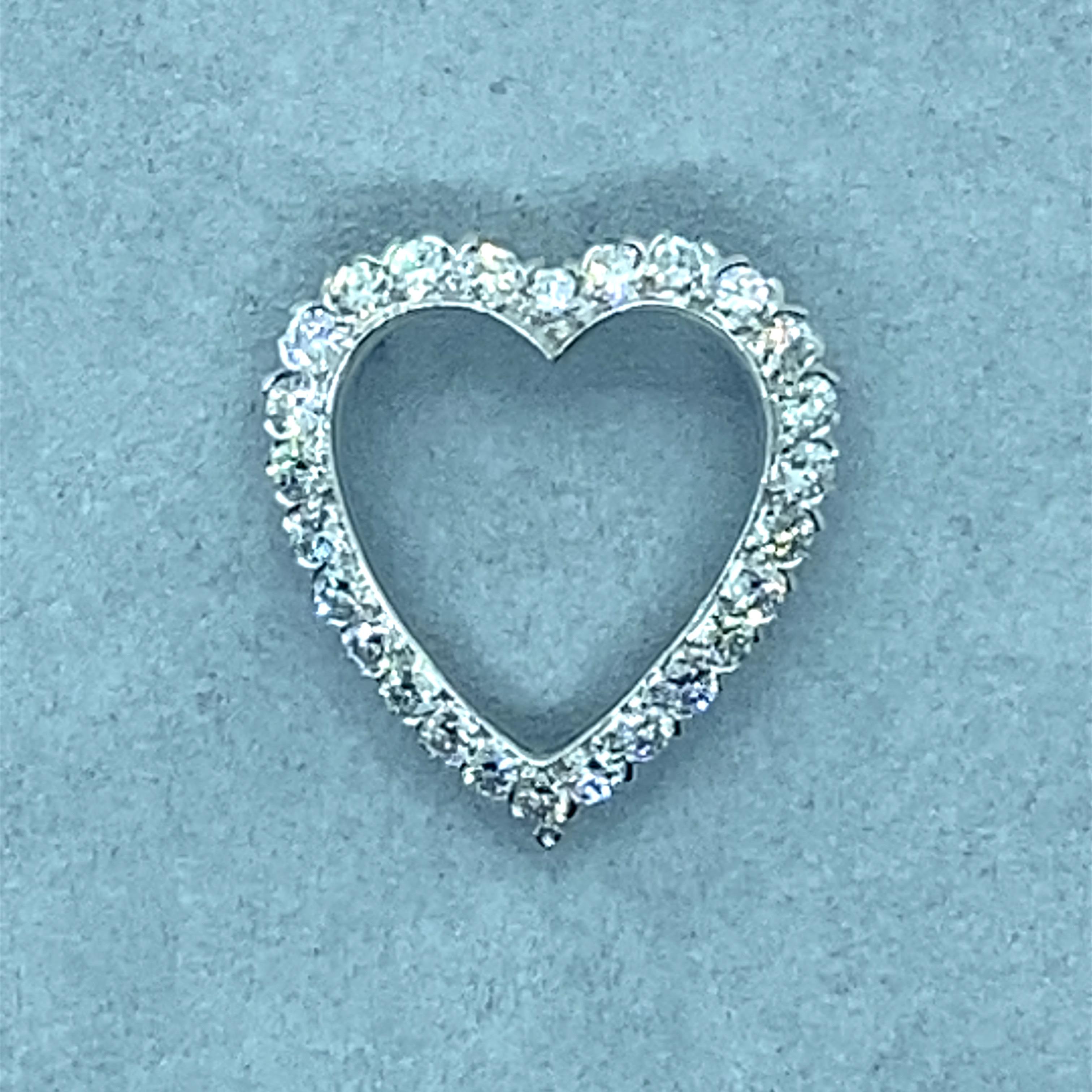 Vintage 1950’s Platinum Diamond Heart Pin and Pendant In Good Condition For Sale In Boston, MA