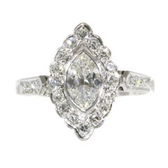 Vintage 1950s Platinum Engagement Ring with 0.85 Carat Diamonds