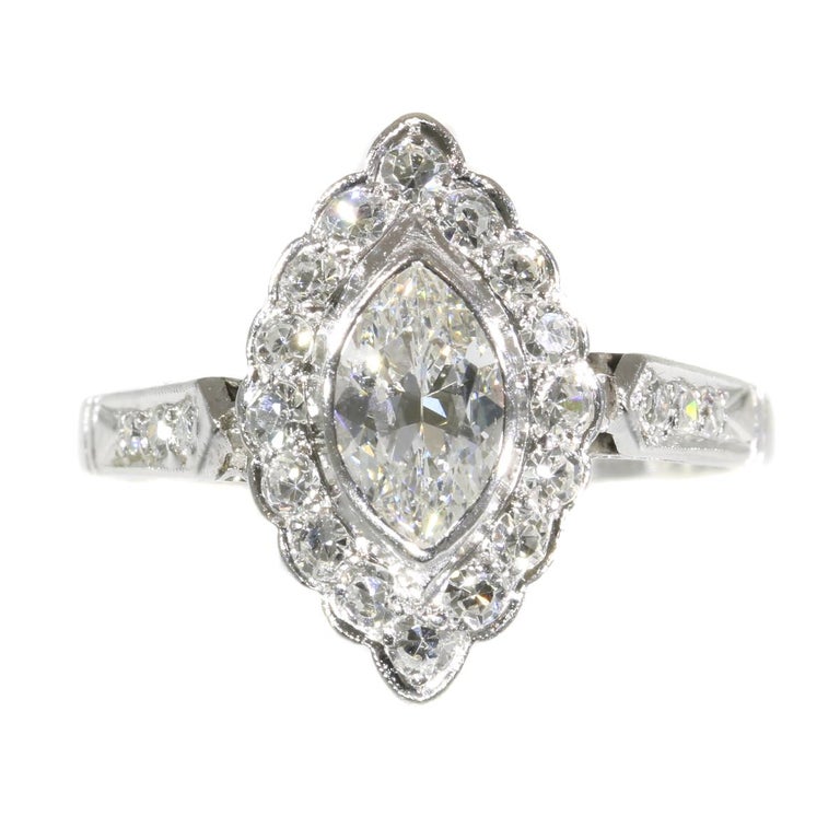Vintage 1950s Platinum Engagement  Ring  with 0 85 Carat 