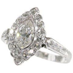 Vintage 1950s Platinum Engagement Ring with 0.85 Carat Diamonds