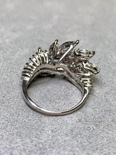 Vintage 1950’s Platinum Marquise Baguette Diamond Spray Retro Cocktail Ring G Vs