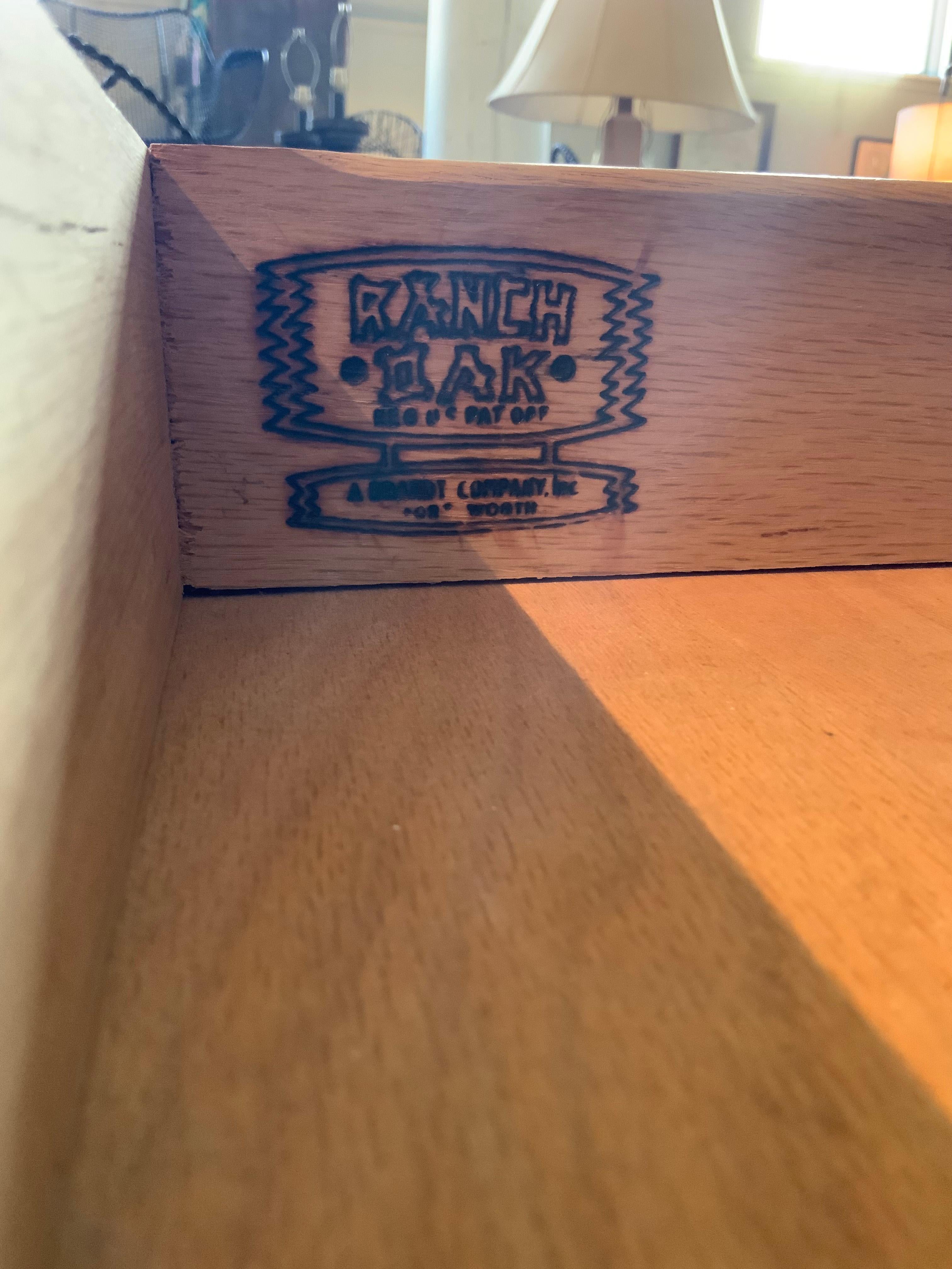 Vintage 1950's Ranch Oak Eight Drawer Chest 1