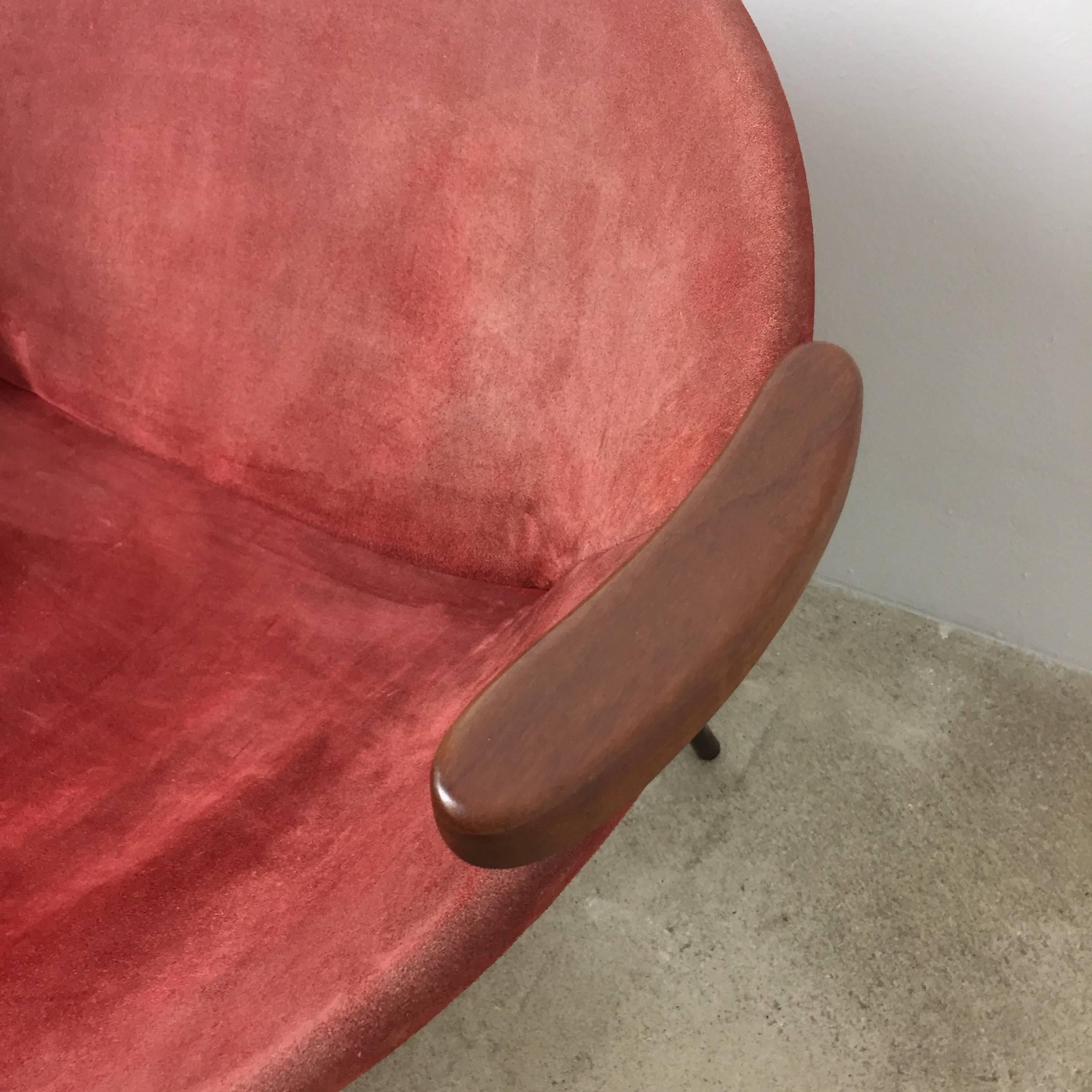Vintage 1950s Real Red Leather Balloon Easy Chair by Hans Olsen for LEA, Denmark 6