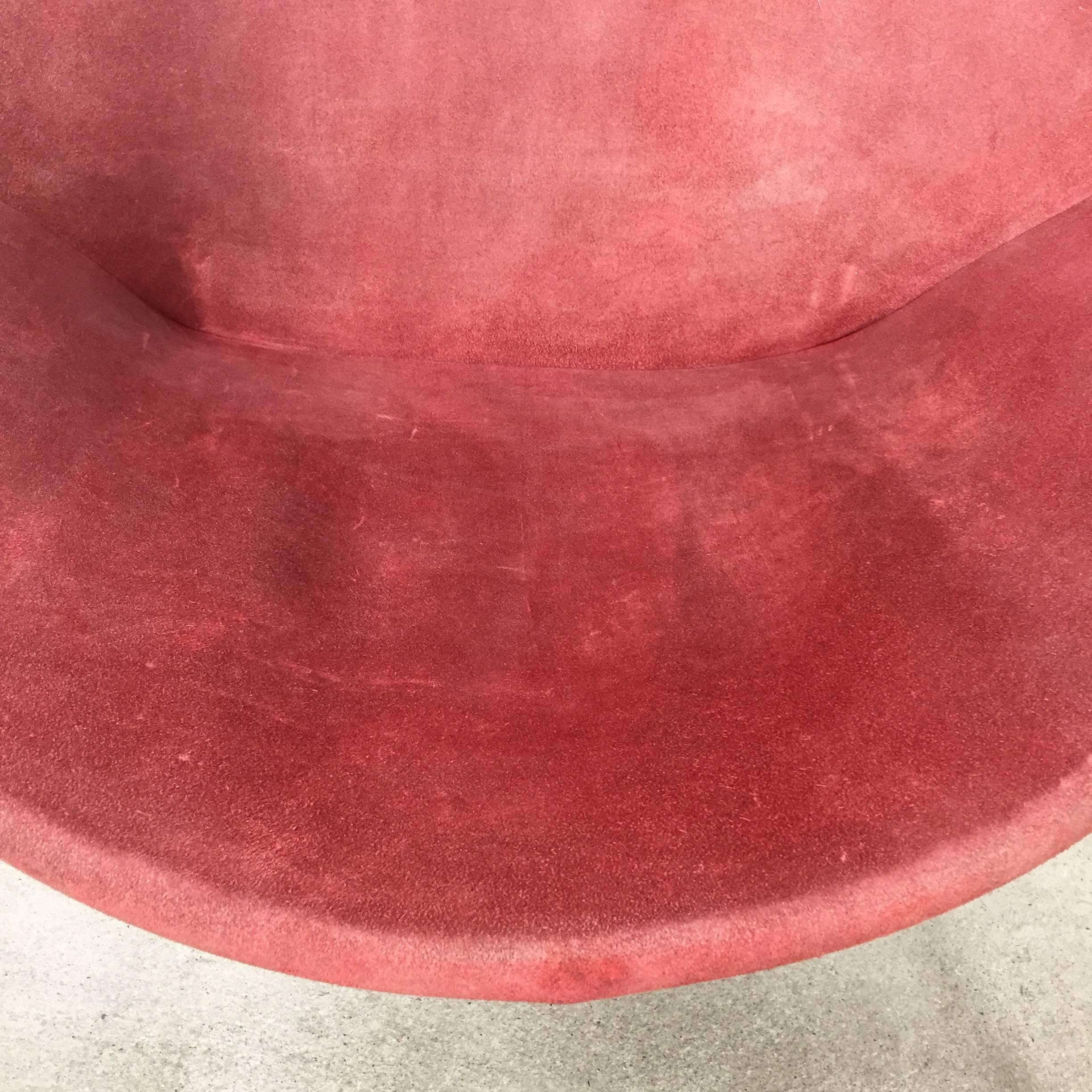 Vintage 1950s Real Red Leather Balloon Easy Chair by Hans Olsen for LEA, Denmark 7