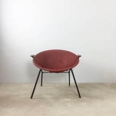 Easy Chair aus echtem rotem Leder mit Ballon von Hans Olsen für LEA, Dänemark, 1950er Jahre