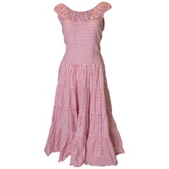 Vintage 1950s Red and White Cotton Summer Dress