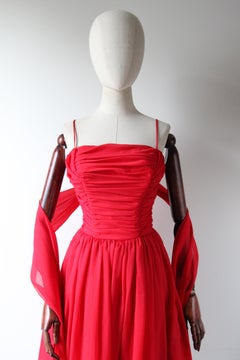Vintage 1950's red pleated dress fit and fare red dress new look UK 8 US 4