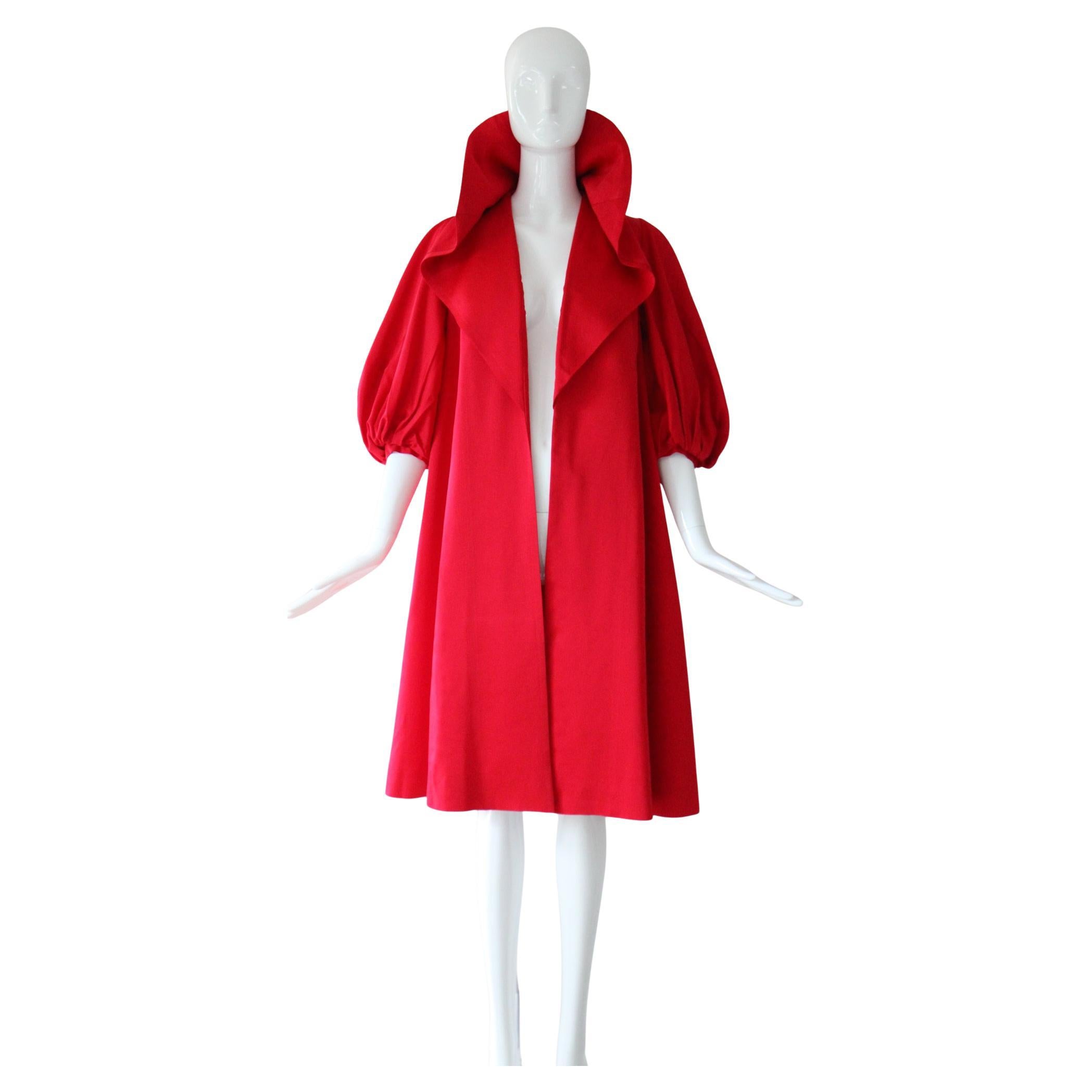 Vintage 1950's Red Satin Swing Coat Edge To Edge Coat Evening Coat UK 8 US 4