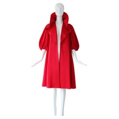 Vintage 1950's Red Satin Swing Coat Edge To Edge Coat Evening Coat UK 8 US 4