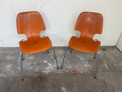 Vintage 1950's Retro Orange chairs Fritz Hansen