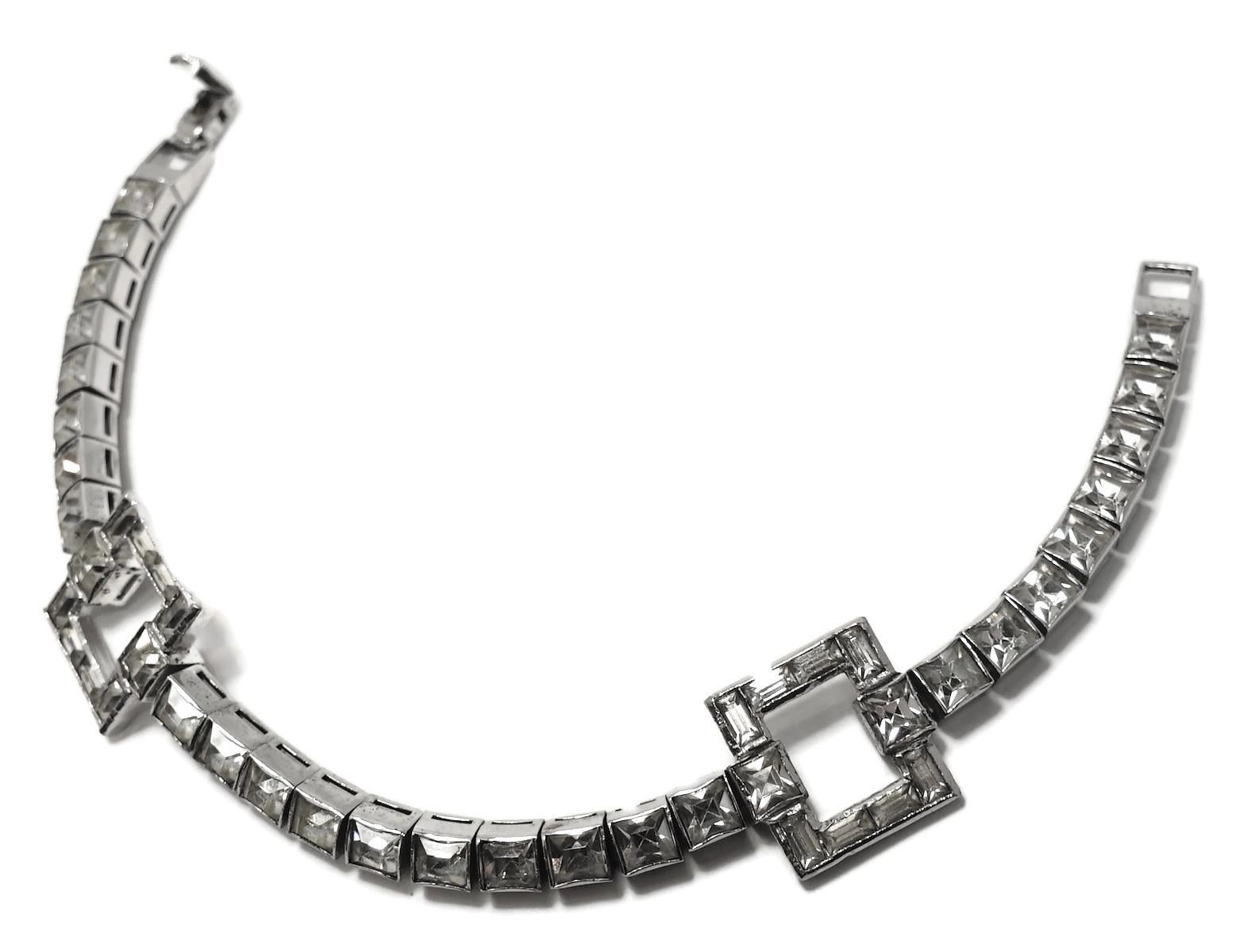 Vintage 1950s Retro Style Crystal Bracelet In Good Condition For Sale In New York, NY