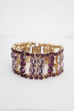 Vintage 1950's Rhinestone Bracelet Amethyst Lilac Coloured Diamante bracelet