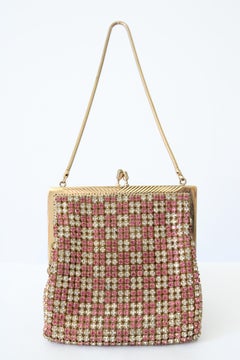 Vintage 1950s Rhinestone Cocktail bag 1950s rhinestone evening purse pink silver