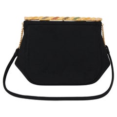 Vintage 1950's rhinestone handbag 1950's black satin rhinestone clasp handbag