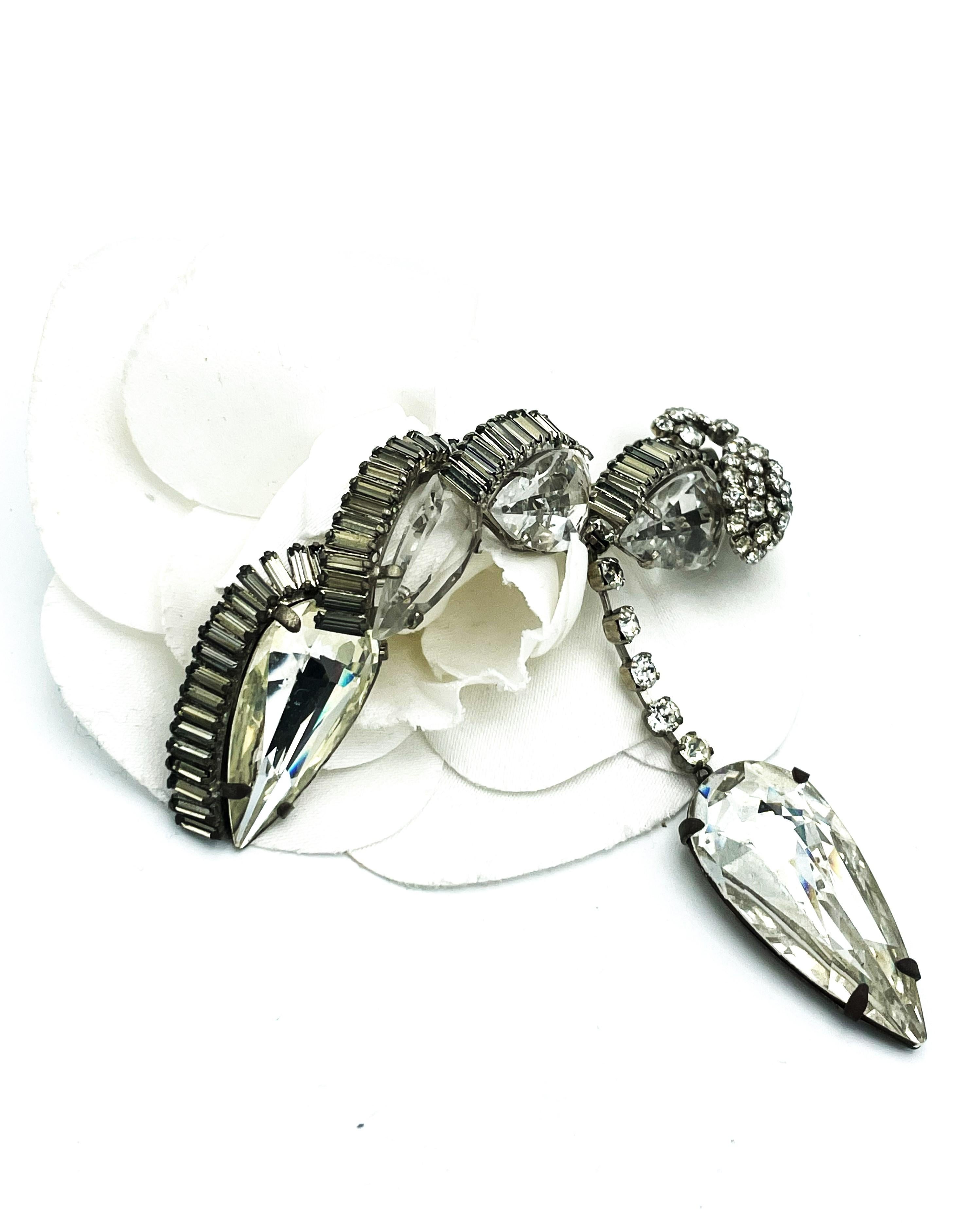 Roger Jeane-Pierre Paris Broche vintage en cristal des années 1950 Unisexe en vente