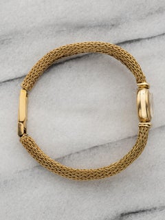 Vintage 1950s Rolex Ladies Integrated Bracelet 18K Gold Manual Wind Patina White