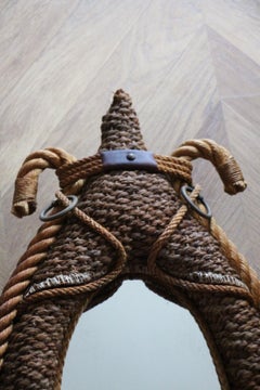 Vintage 1950s Rope Mirror by Adrien Audoux and Frida Minet