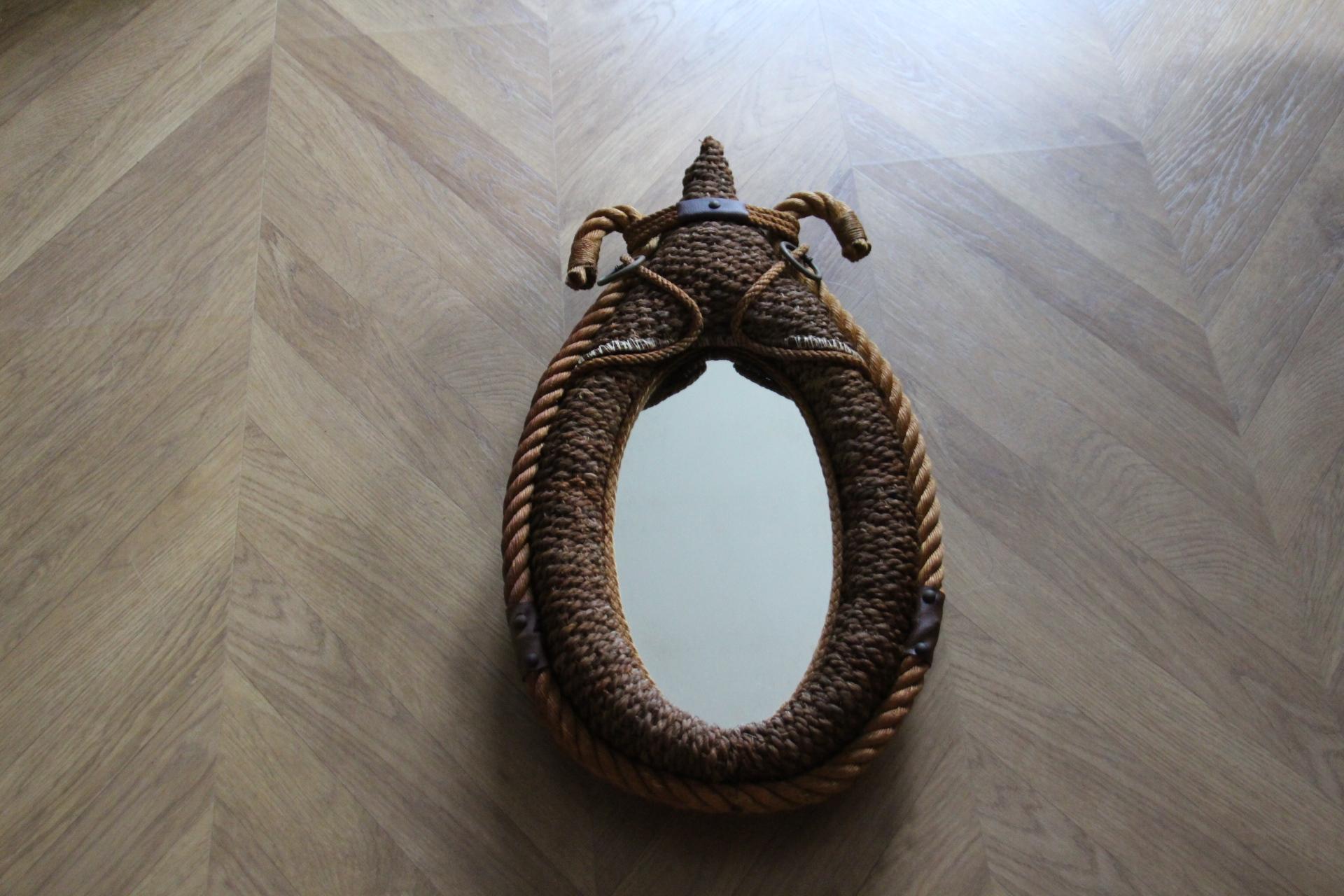 Vintage 1950s Rope Mirror by Adrien Audoux and Frida Minet For Sale 2