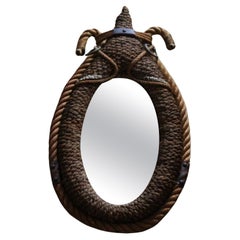 Vintage 1950s Rope Mirror by Adrien Audoux and Frida Minet