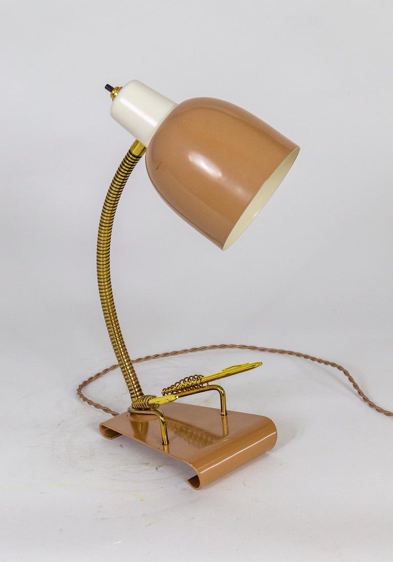 Vintage 1950’s RoseBrown Desk Lamp w/ Pen Holder Coils For Sale at 1stDibs 1950's desk lamp