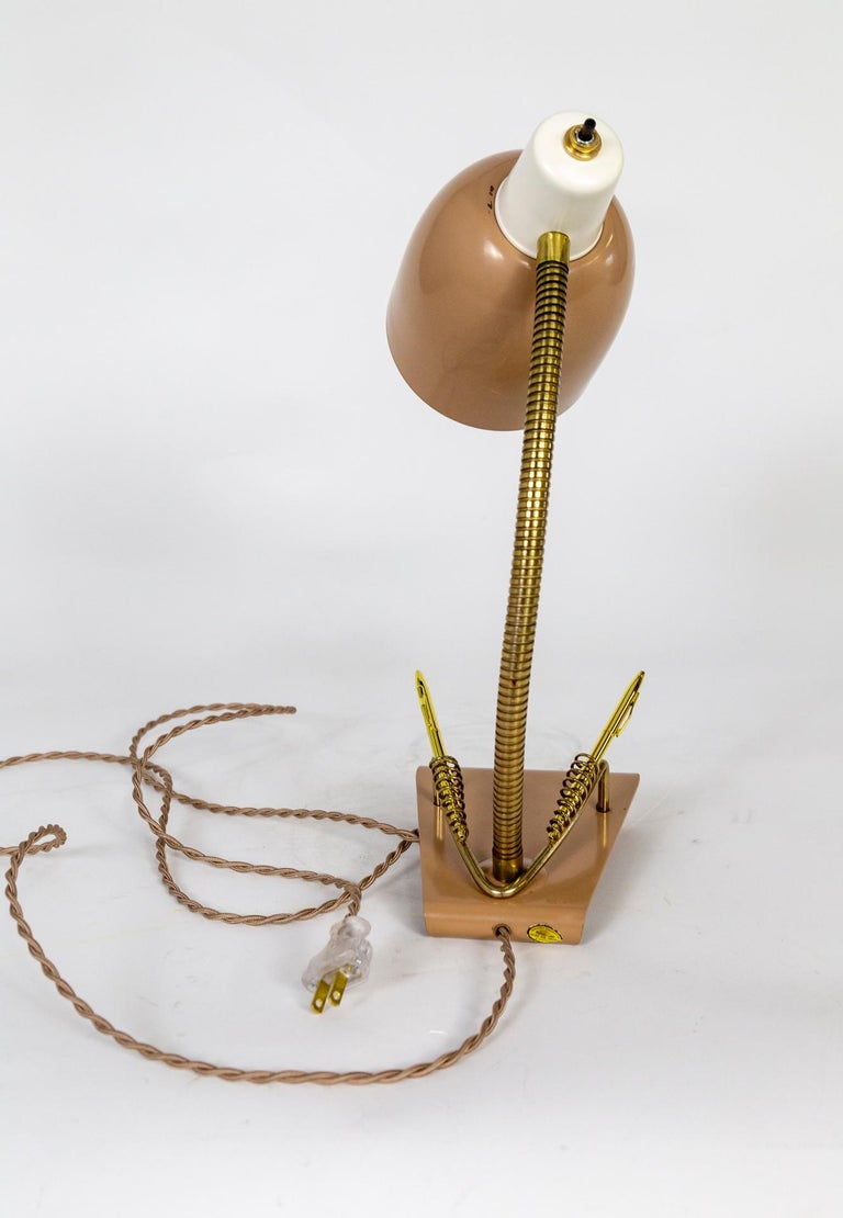 Vintage 1950’s RoseBrown Desk Lamp w/ Pen Holder Coils For Sale at 1stDibs 1950's desk lamp