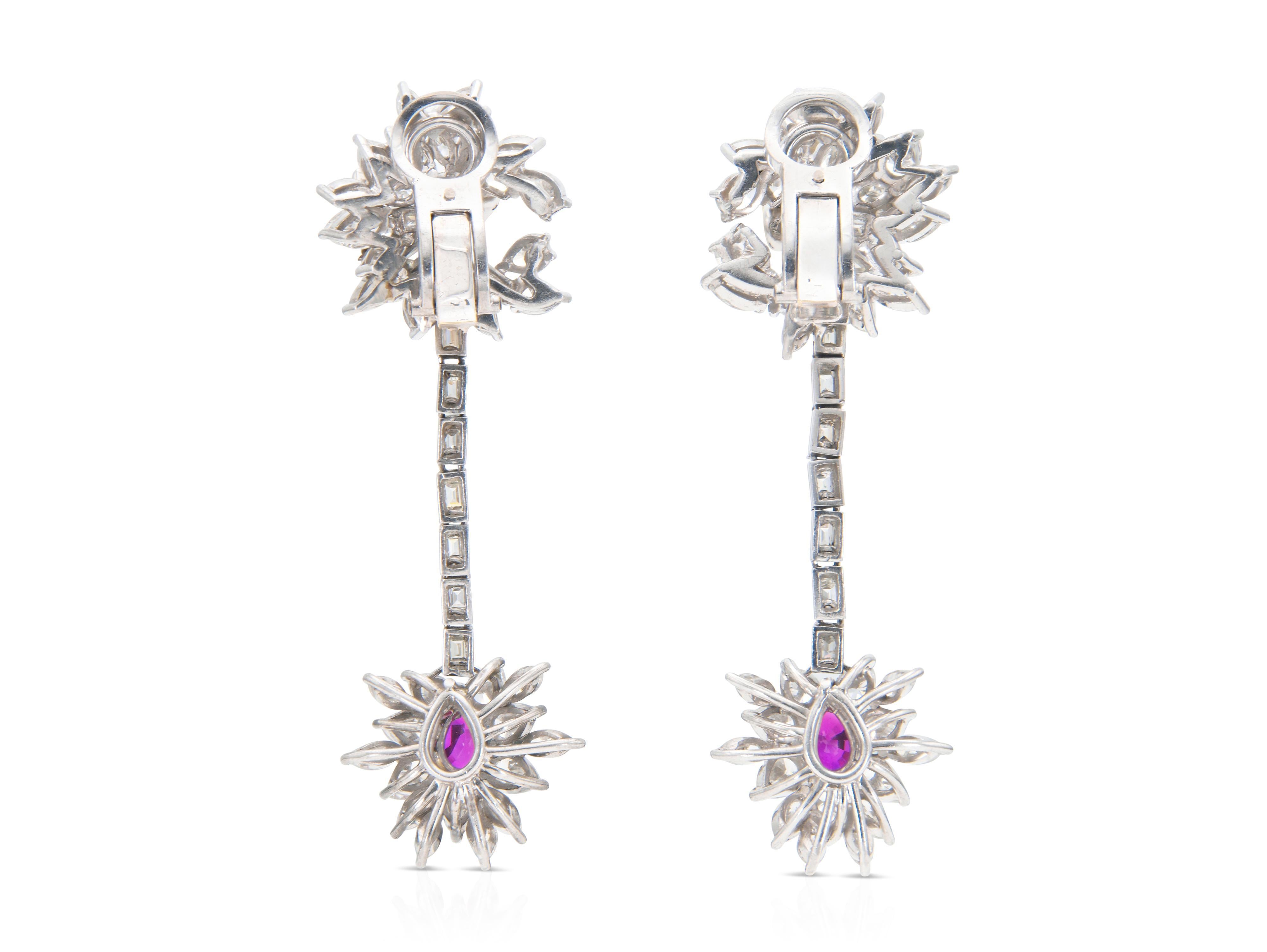 Vintage 1950s Rubin und Diamant Tropfen Ohrringe im Zustand „Gut“ im Angebot in New York, NY