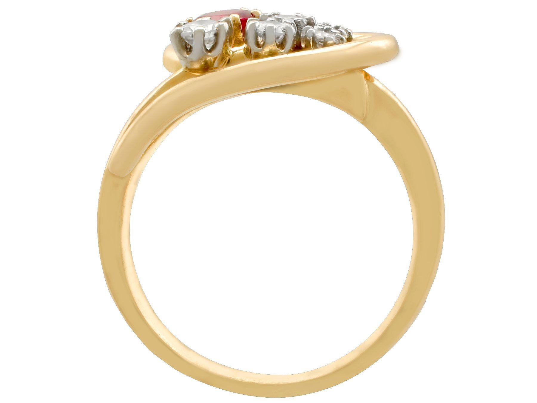 Women's Vintage 1950s Ruby Diamond Yellow Gold Cocktail Ring