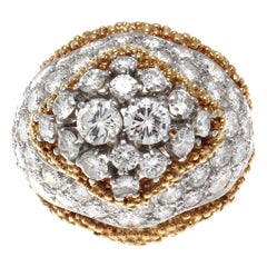 Vintage 1950s Ruser 6 Carat Diamond 18 Karat Gold Domed Cocktail Ring